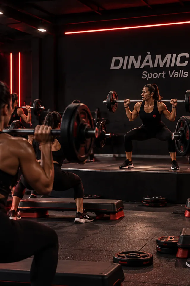 Classe il·lustrativa de Body Pump amb barres i discos